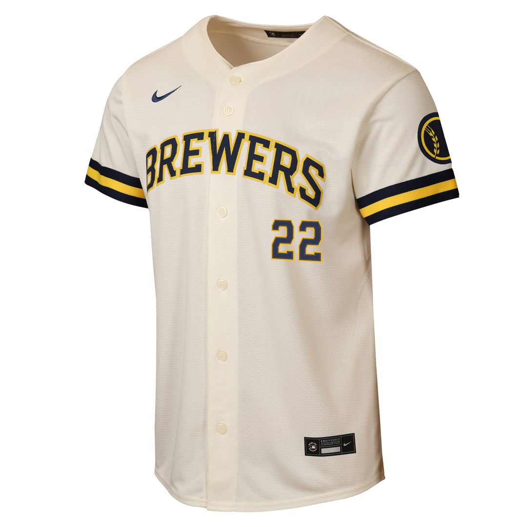 Christian Yelich Milwaukee Brewers Youth Home Stadium Jersey - Cream