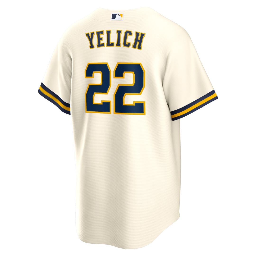 Christian Yelich Milwaukee Brewers Home Replica Player Jersey - Cream