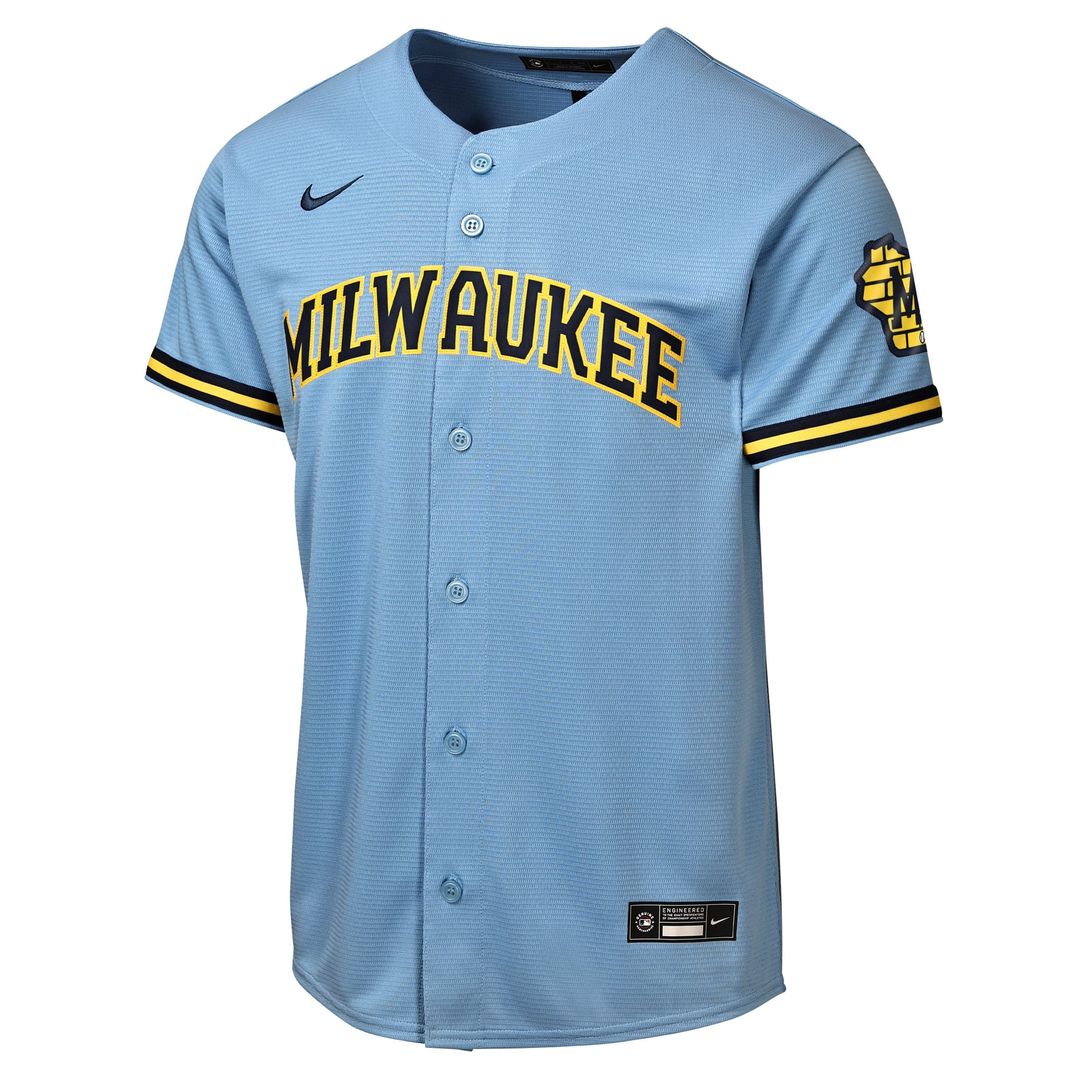 Milwaukee Brewers Youth Road Stadium Jersey - Powder Blue