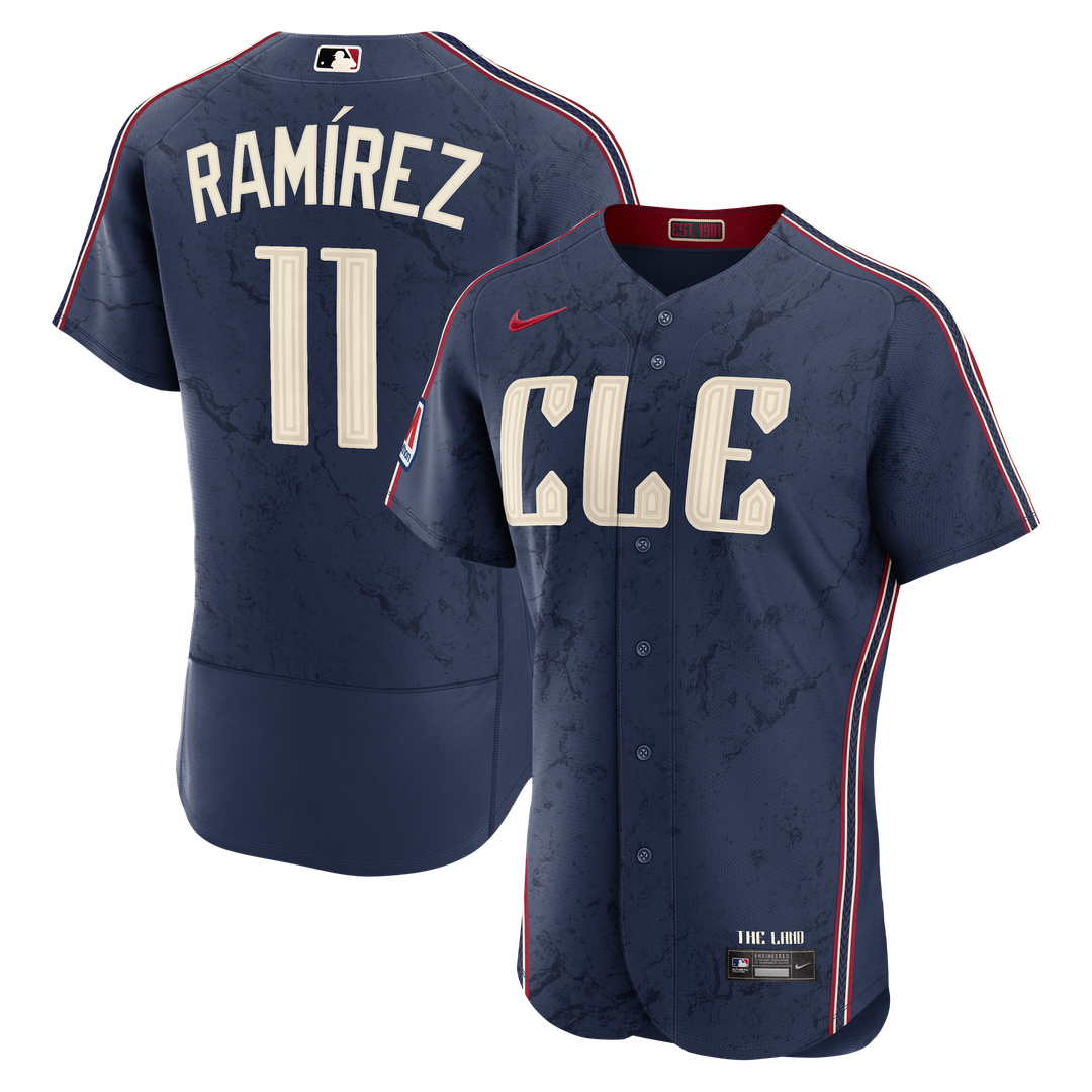 José Ramírez Cleveland Guardians City Connect Authentic Sponsor Patch Jersey - Navy