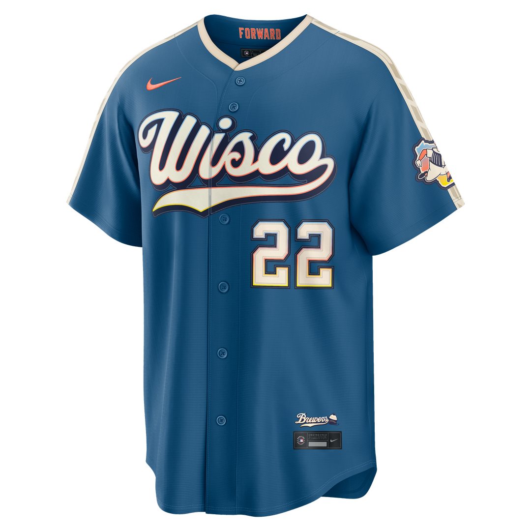 Christian Yelich Milwaukee Brewers 2026 City Connect Stadium Jersey - Mineral Blue