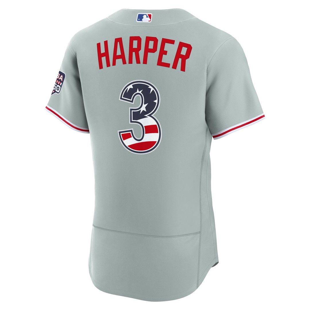 Fourth of July Philadelphia Phillies Bryce Harper Gray USA 250 Authentic Jersey