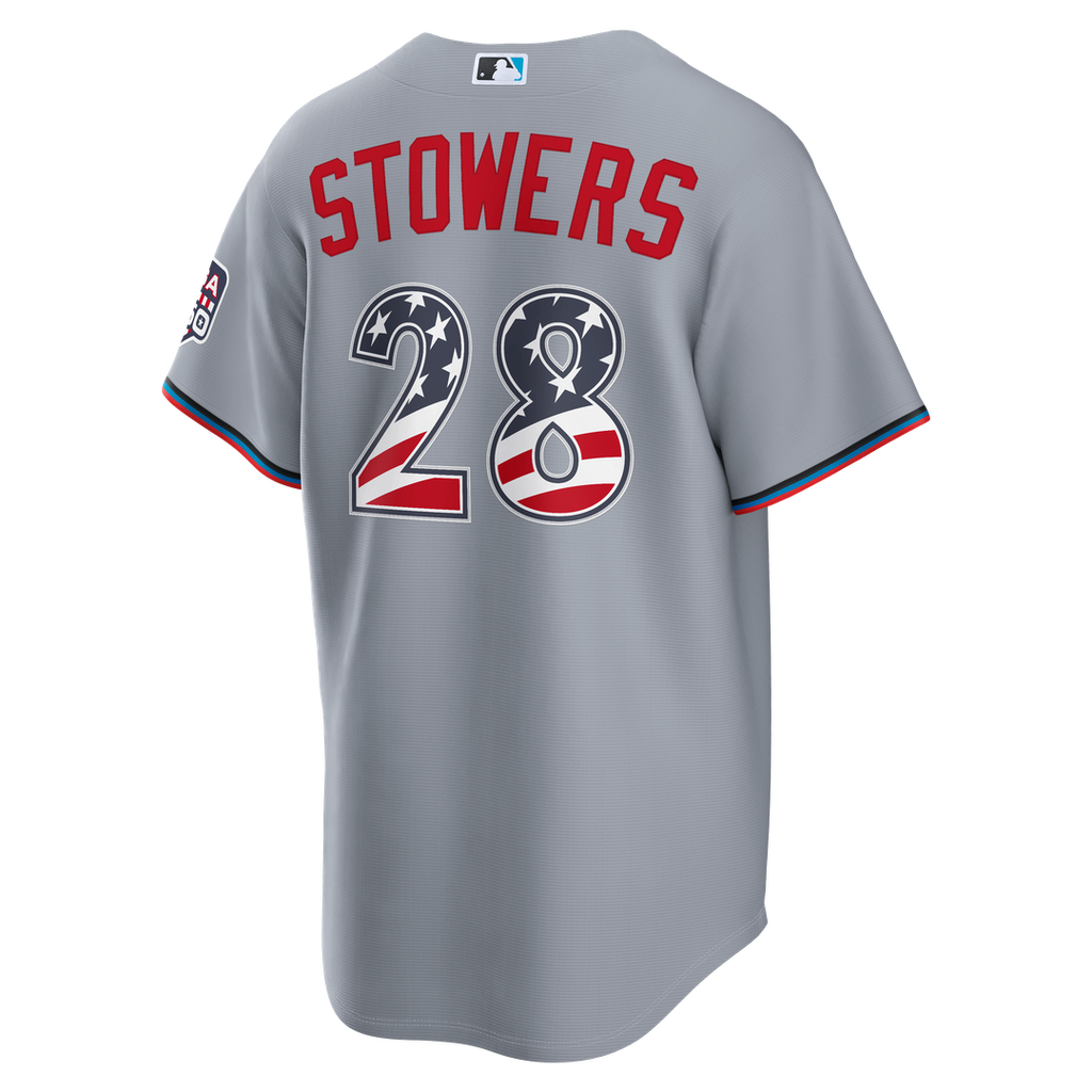 Fourth of July Miami Marlins Kyle Stowers Gray USA 250 Stadium Jersey