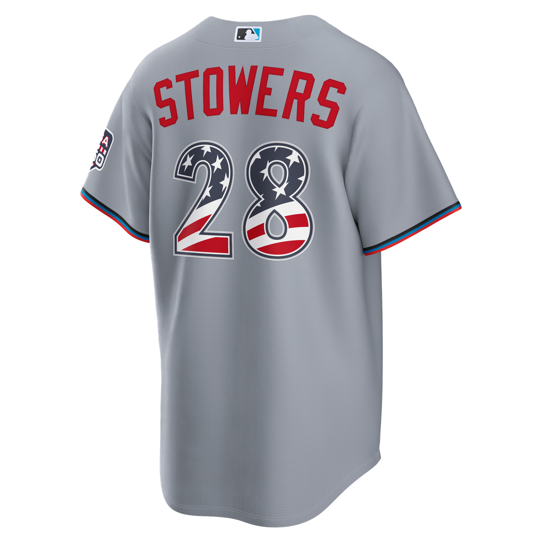 Fourth of July Miami Marlins Kyle Stowers Gray USA 250 Stadium Jersey