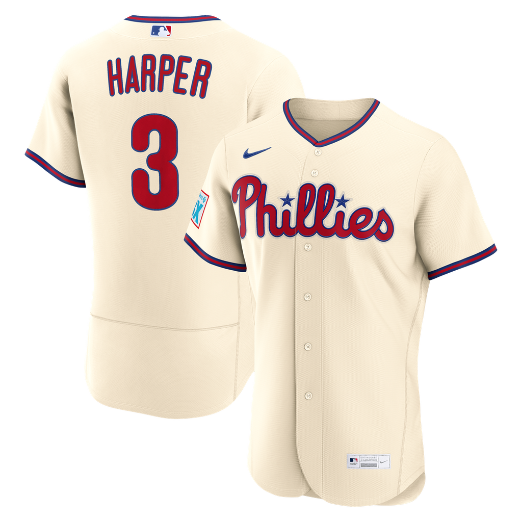Bryce Harper Philadelphia Phillies Alternate Authentic Sponsor Patch Jersey - Cream