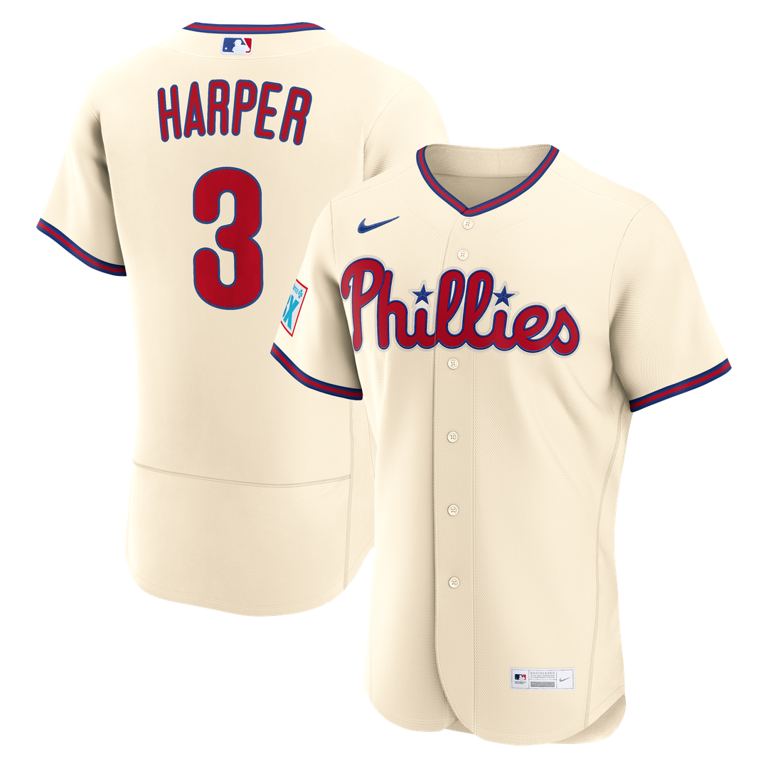 Bryce Harper Philadelphia Phillies Alternate Authentic Sponsor Patch Jersey - Cream