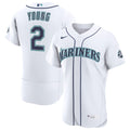 Cole Young Seattle Mariners Home 50th Season Authentic Jersey - White