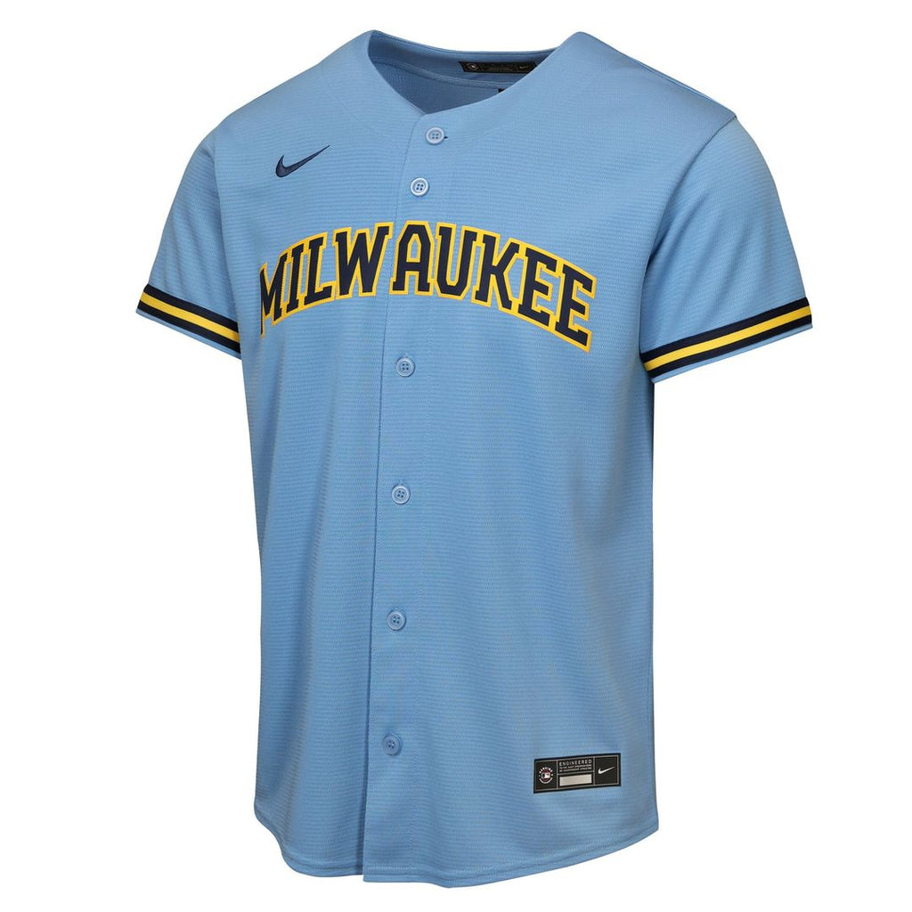 Jackson Chourio Milwaukee Brewers Youth Road Replica Jersey - Light Blue