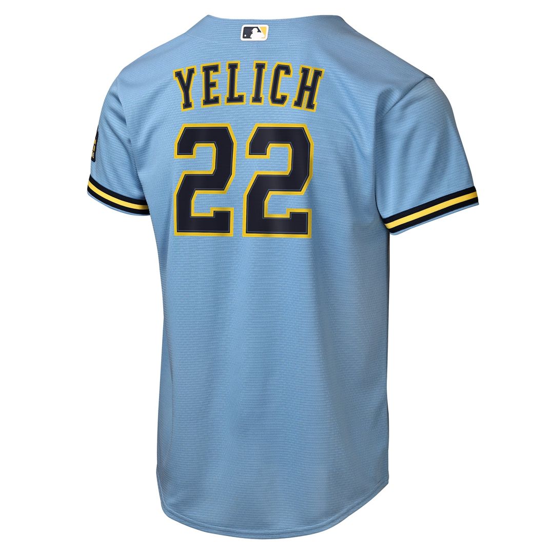 Christian Yelich Milwaukee Brewers Youth Road Stadium Jersey - Powder Blue