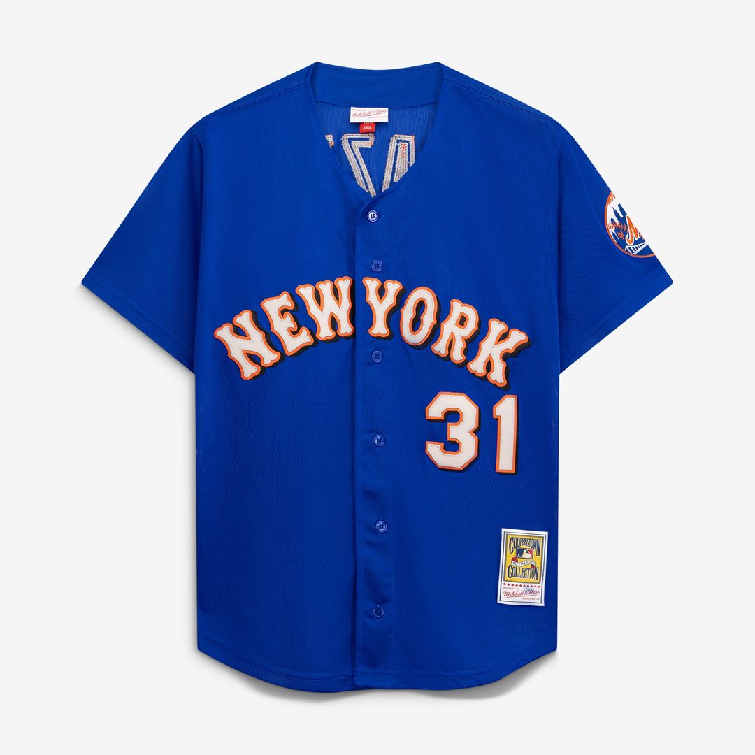 Mike Piazza New York Mets Cooperstown Collection Mesh Batting Practice Button - Up Jersey - Royal