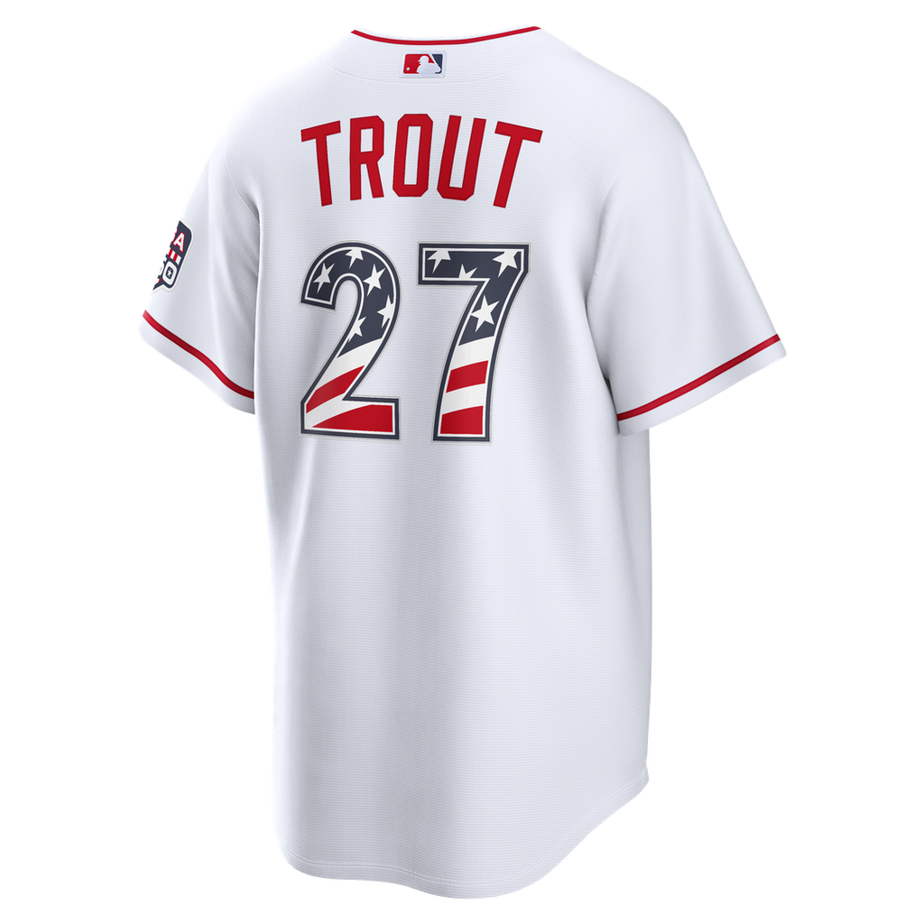 Fourth of July Los Angeles Angels Mike Trout White USA 250 Stadium Jersey