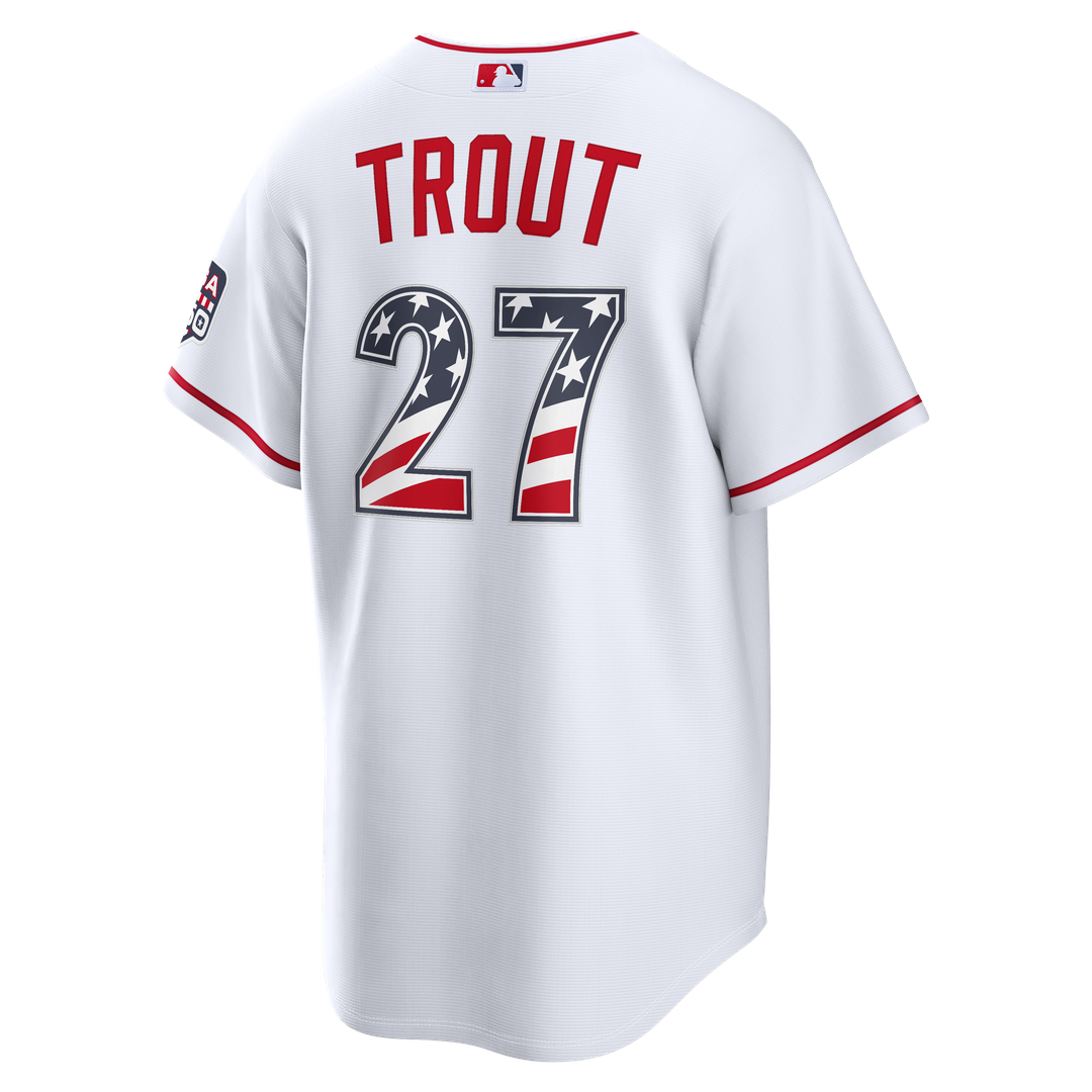 Fourth of July Los Angeles Angels Mike Trout White USA 250 Stadium Jersey