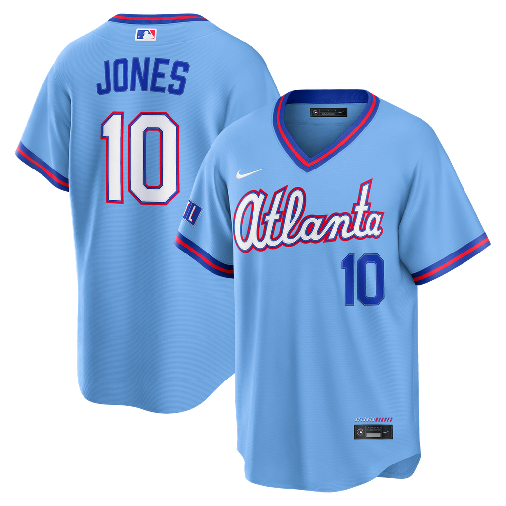 Chipper Jones Atlanta Braves 2026 City Connect Stadium Jersey - Powder Blue