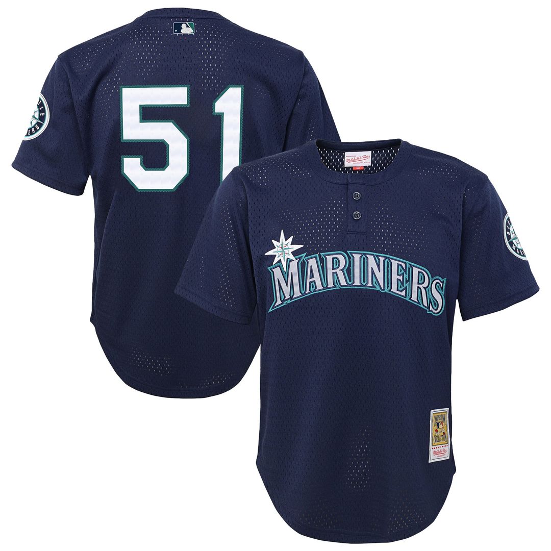 Ichiro Suzuki Seattle Mariners Youth Cooperstown Collection Mesh Batting Practice Jersey - Navy