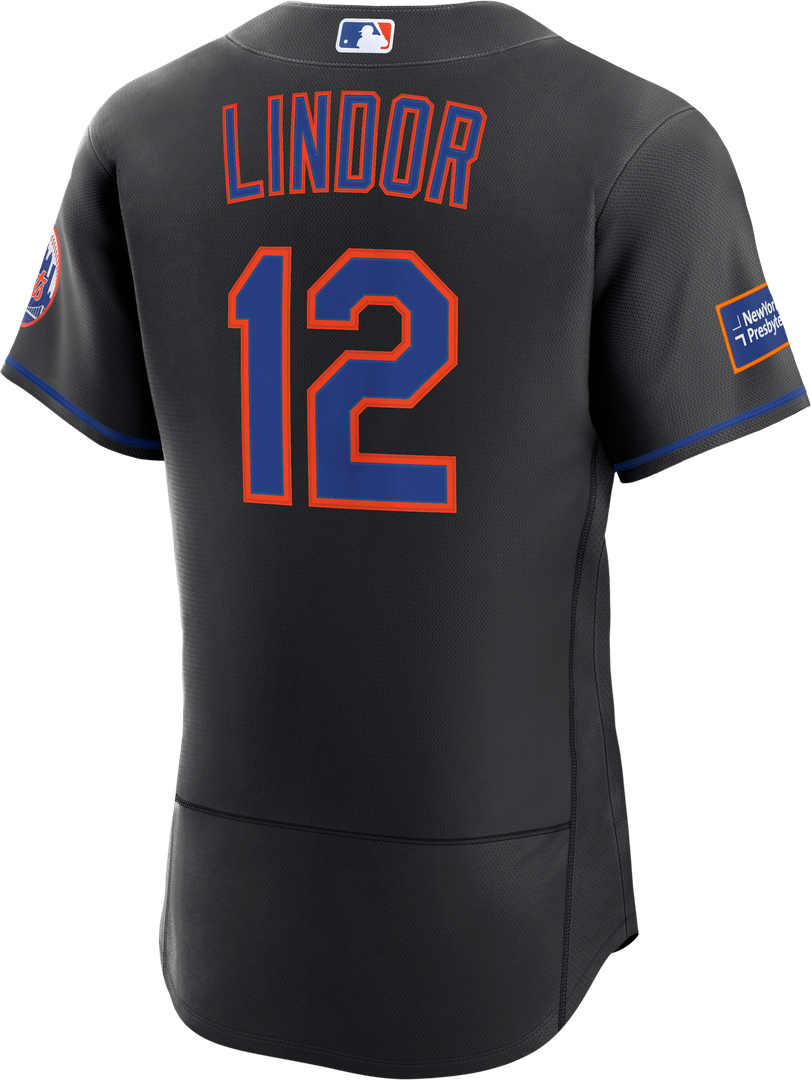 Francisco Lindor New York Mets Alternate Authentic Sponsor Patch Jersey - Black