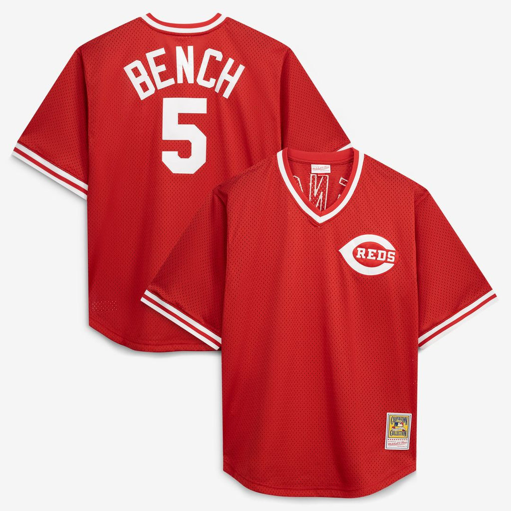 Johnny Bench Cincinnati Reds Cooperstown Collection Big & Tall Mesh Batting Practice Jersey - Red