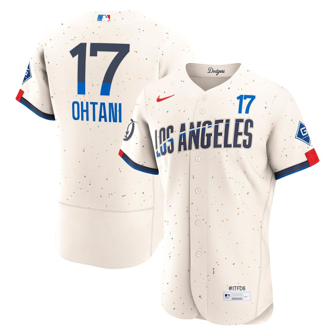 Shohei Ohtani Los Angeles Dodgers City Connect Authentic Sponsor Patch Jersey - Cream