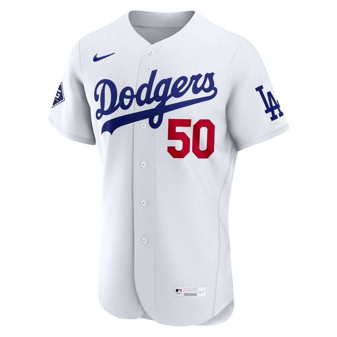 Mookie Betts Los Angeles Dodgers Home Authentic Sponsor Patch Jersey - White