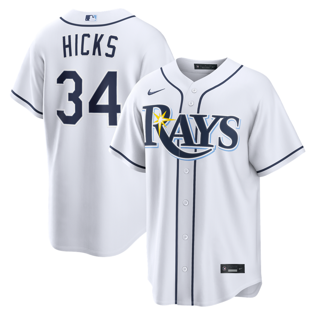Liam Hicks Tampa Bay Rays Home Replica Jersey - White