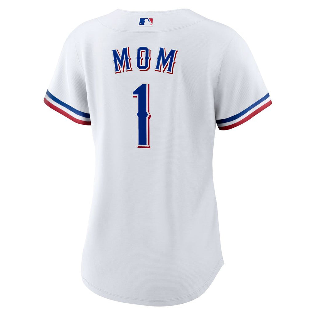 Texas Rangers Women's #1 Mom Home Replica Jersey - White