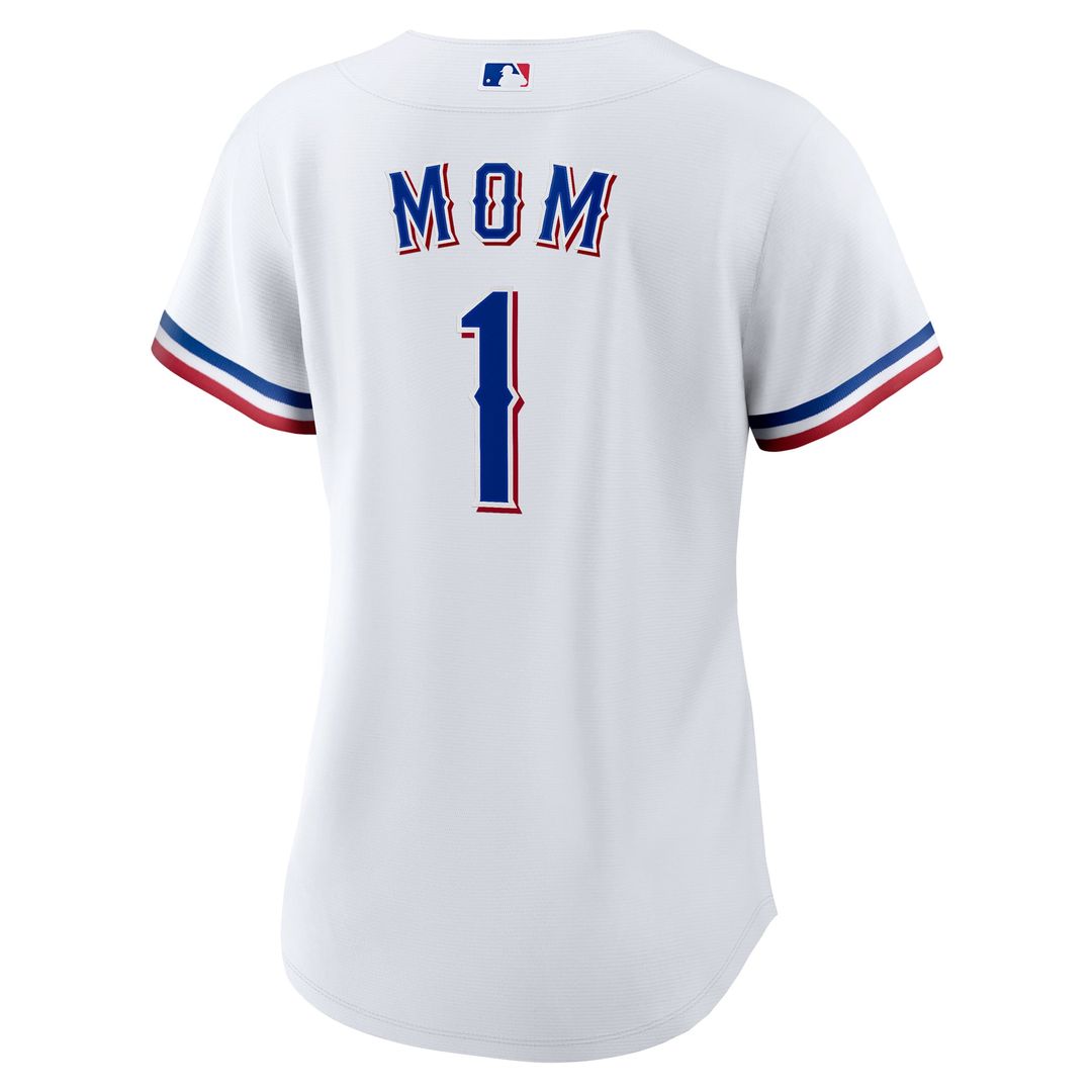 Texas Rangers Women's #1 Mom Home Replica Jersey - White