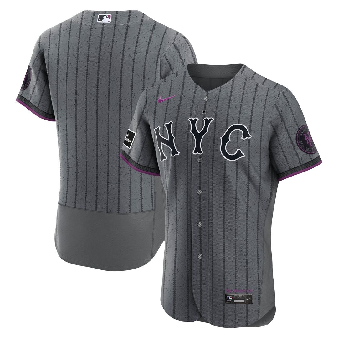 New York Mets City Connect Authentic Sponsor Patch Jersey - Gray