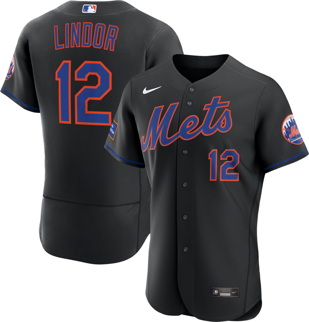 Francisco Lindor New York Mets Alternate Authentic Sponsor Patch Jersey - Black
