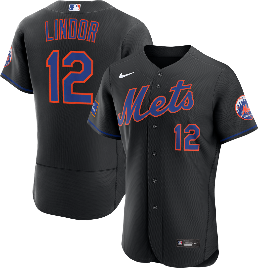 Francisco Lindor New York Mets Alternate Authentic Sponsor Patch Jersey - Black