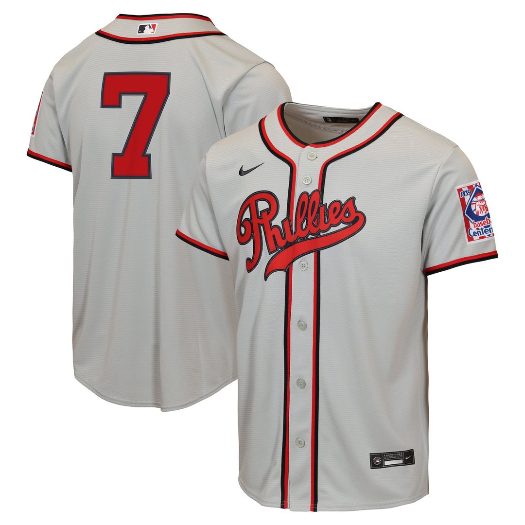 Trea Turner Philadelphia Phillies Youth 2026 Field of Dreams Replica Jersey - Gray