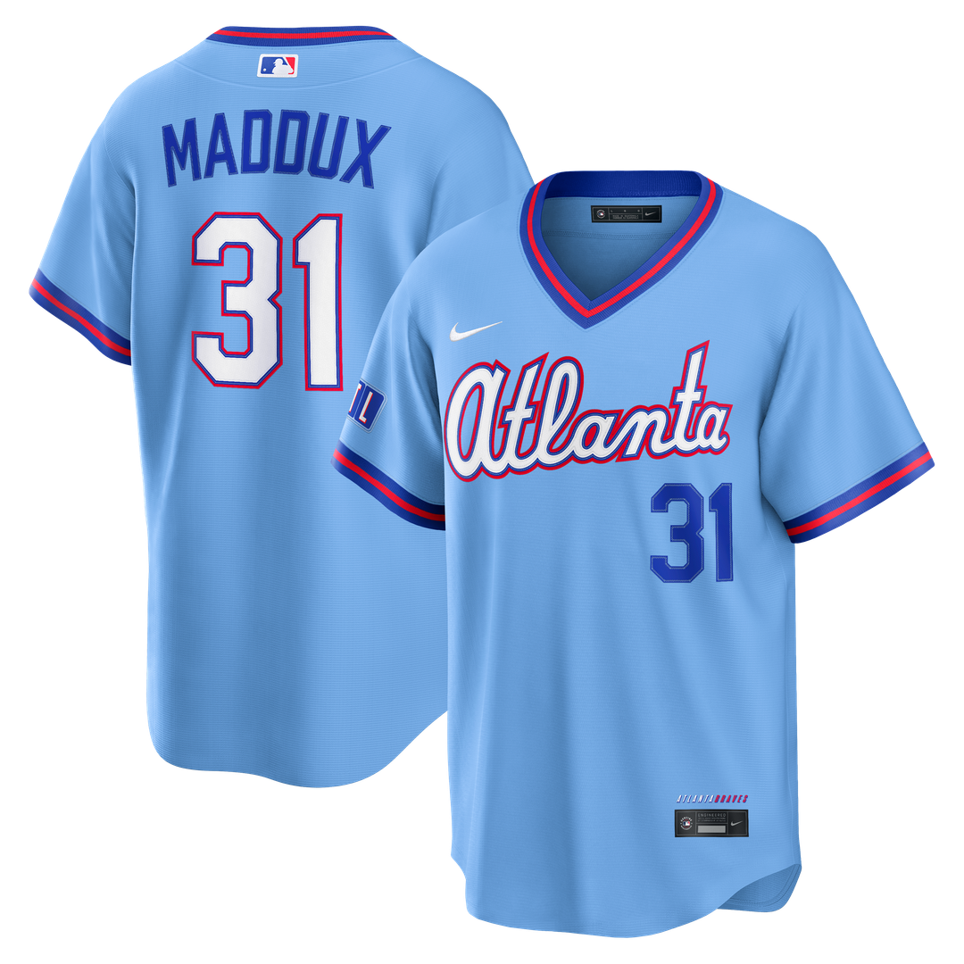 Greg Maddux Atlanta Braves 2026 City Connect Stadium Jersey - Powder Blue