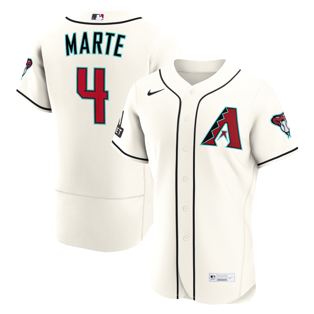 Ketel Marte Arizona Diamondbacks Home Authentic Sponsor Patch Jersey - Cream