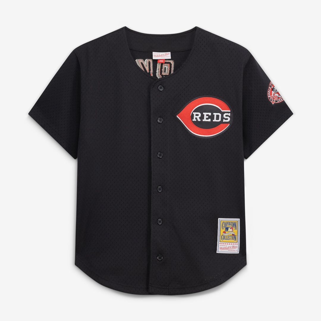 Barry Larkin Cincinnati Reds Cooperstown Collection Mesh Batting Practice Button - Up Jersey - Black