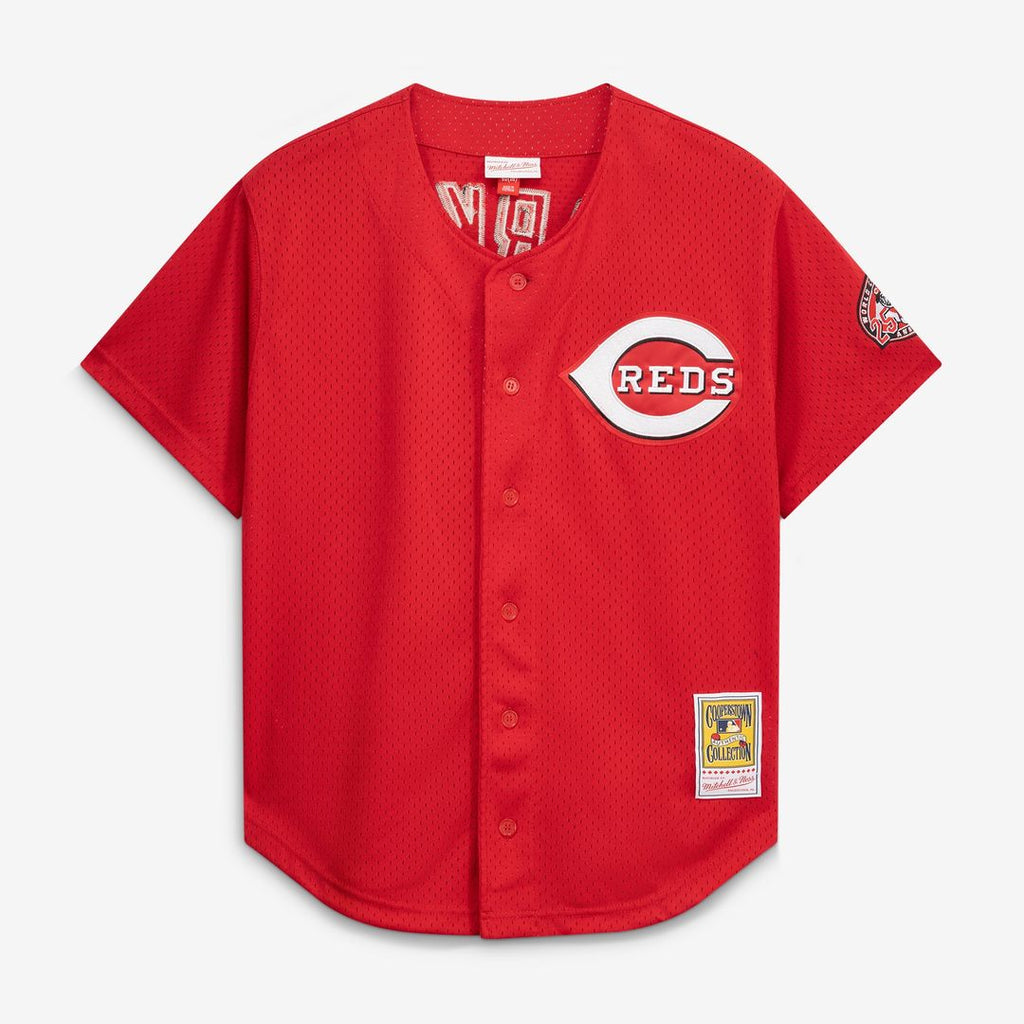 Barry Larkin Cincinnati Reds Cooperstown Collection Mesh Batting Practice Button - Up Jersey - Black