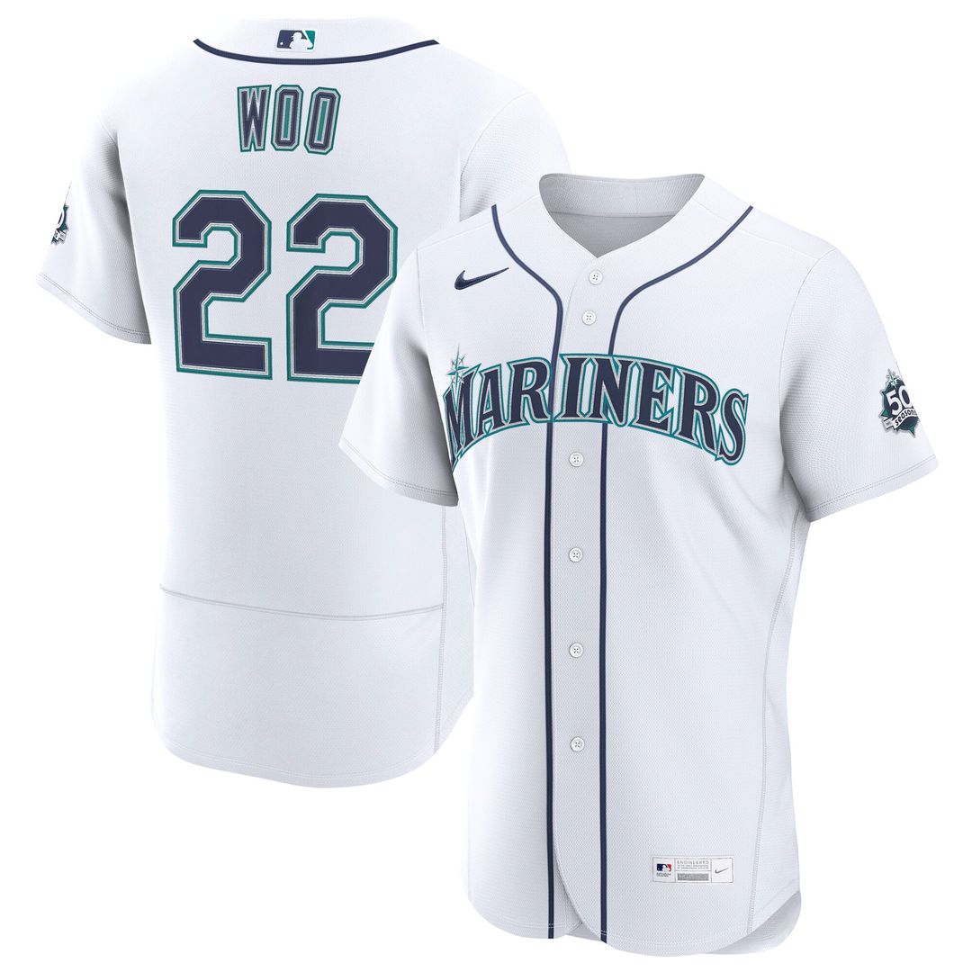 Bryan Woo Seattle Mariners Home 50th Season Authentic Jersey - White
