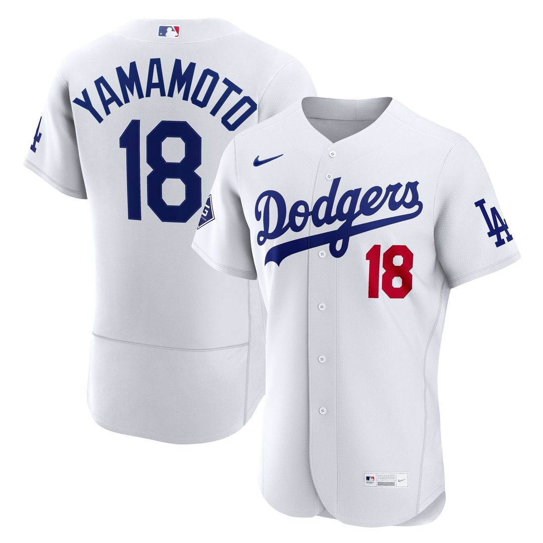 Yoshinobu Yamamoto Los Angeles Dodgers Home Authentic Sponsor Patch Jersey - White