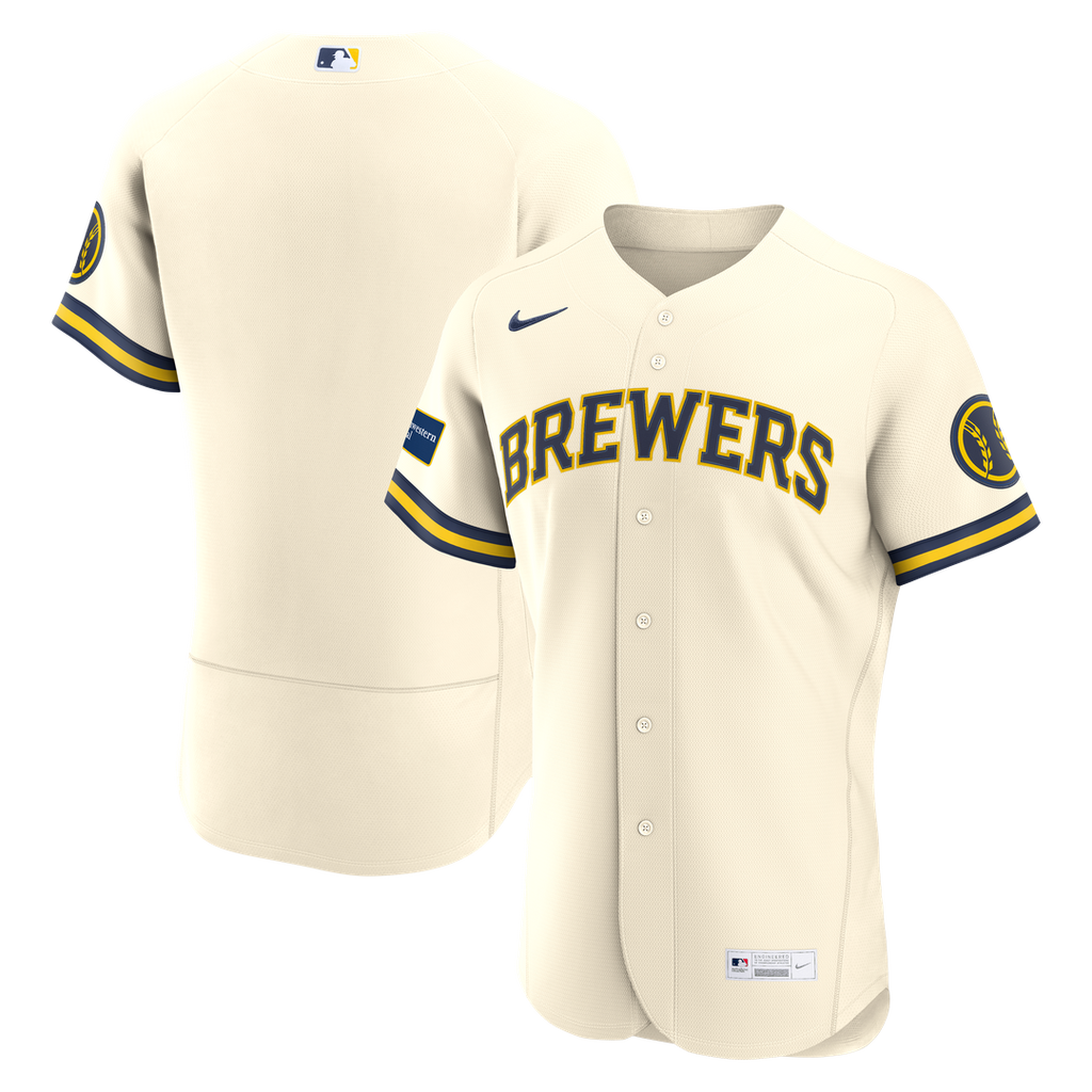 Milwaukee Brewers Home Sponsor Patch Authentic Jersey - Cream