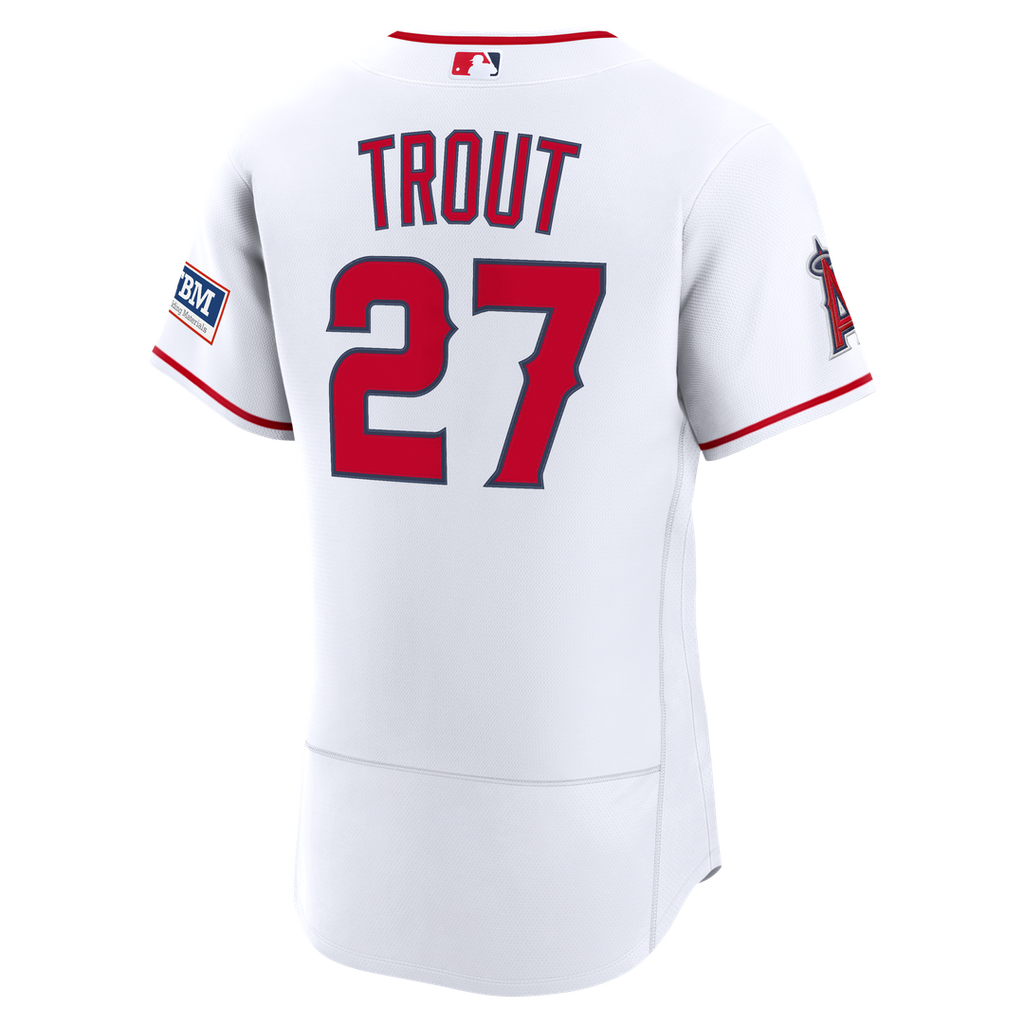 Mike Trout Los Angeles Angels Home Authentic Sponsor Patch Jersey - White