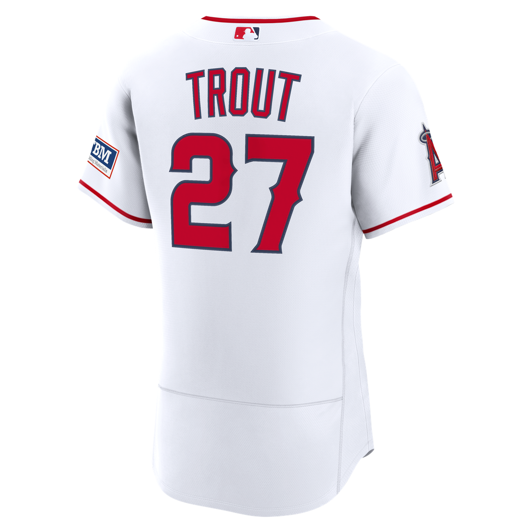 Mike Trout Los Angeles Angels Home Authentic Sponsor Patch Jersey - White