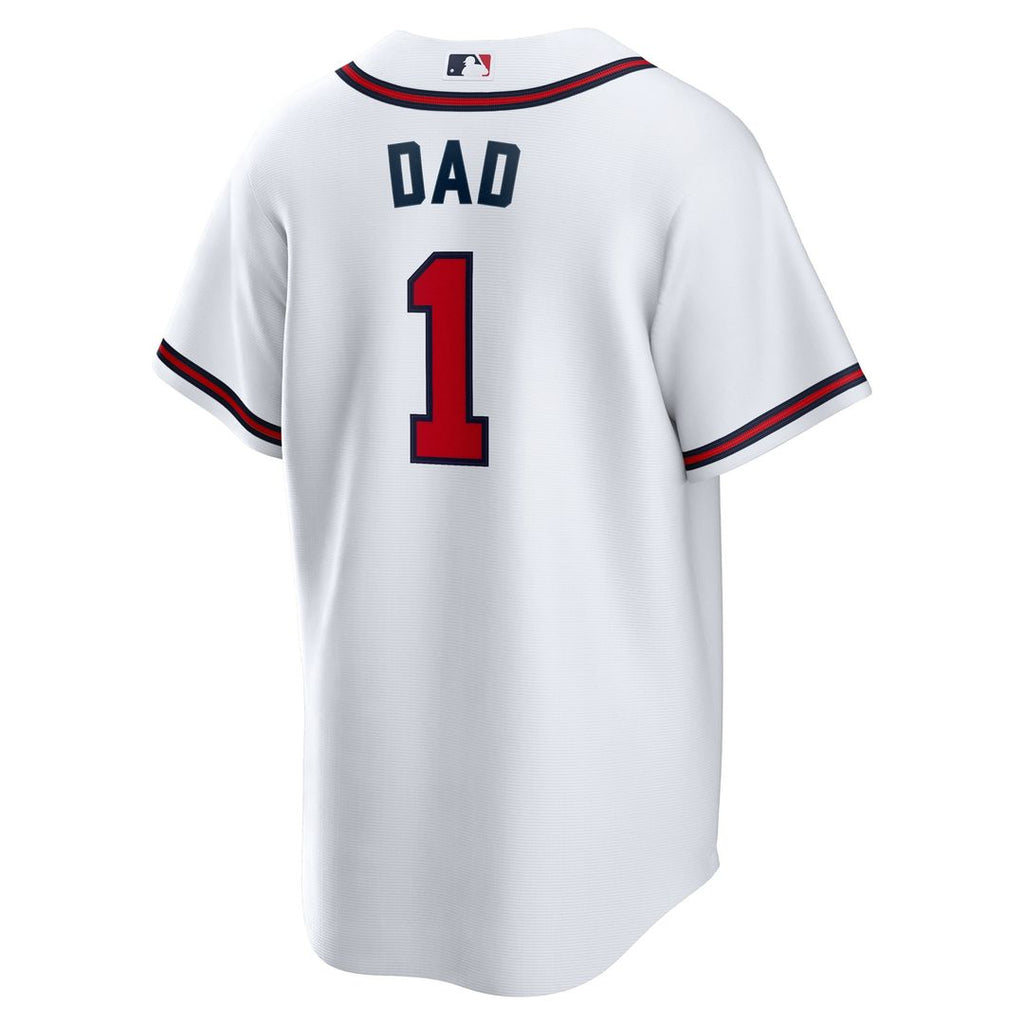 Atlanta Braves #1 Dad Home Replica Jersey - White