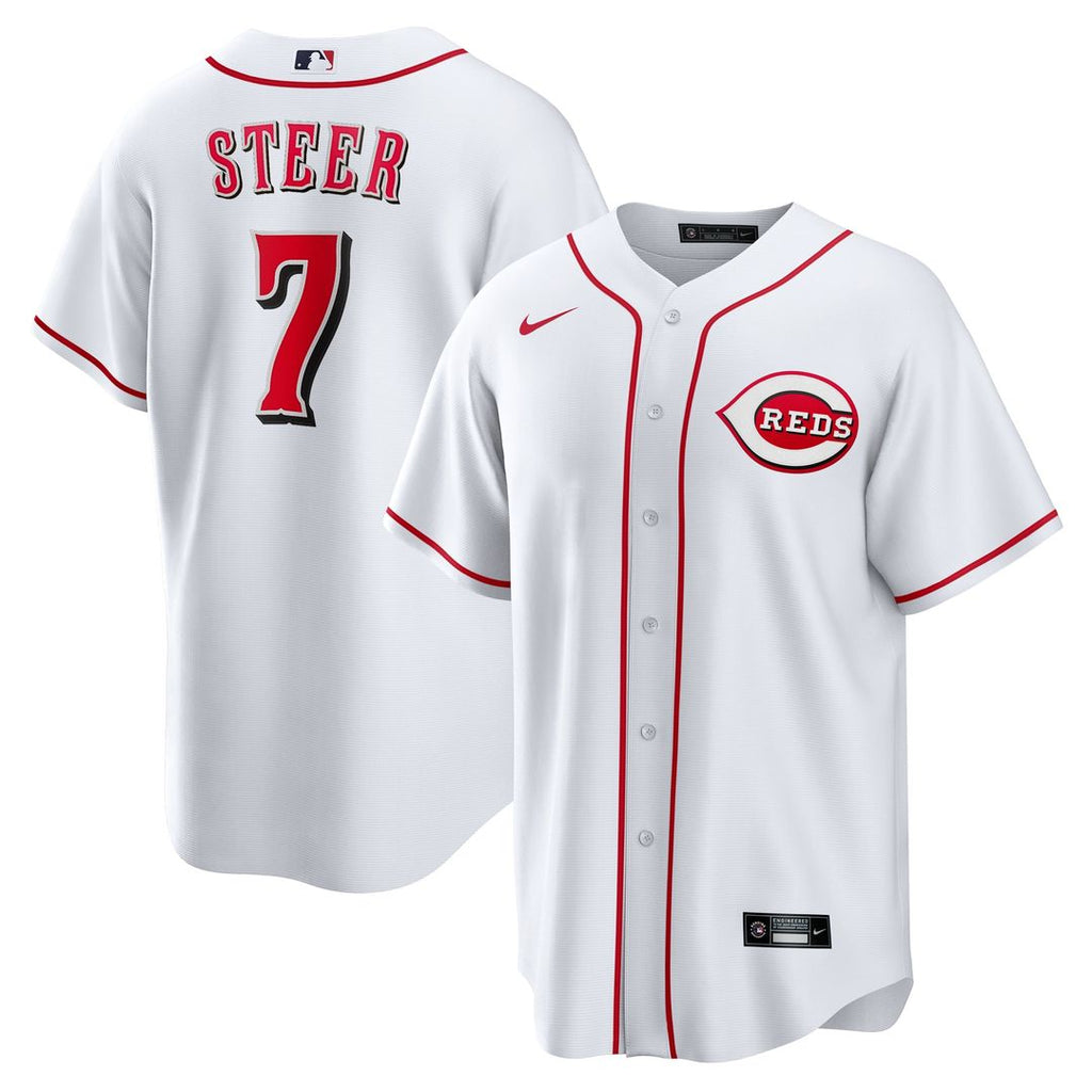 Spencer Steer Cincinnati Reds Home Replica Jersey - White