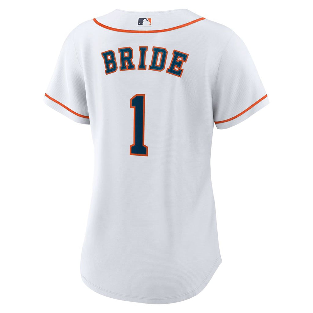 Houston Astros Women's #1 Bride Home Replica Jersey - White