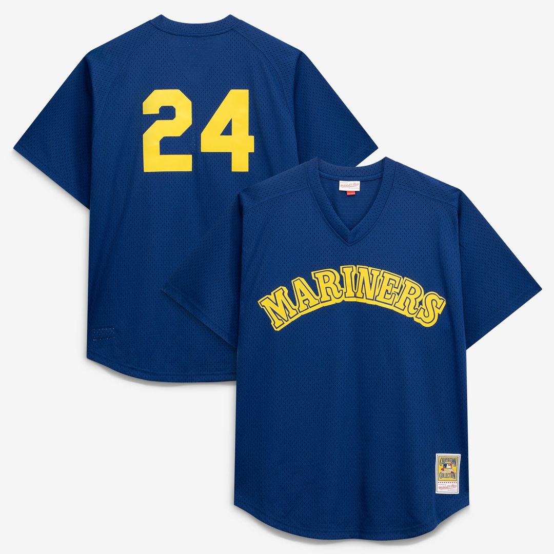 Seattle Mariners Big & Tall Cooperstown Collection Mesh Batting Practice Jersey - Navy