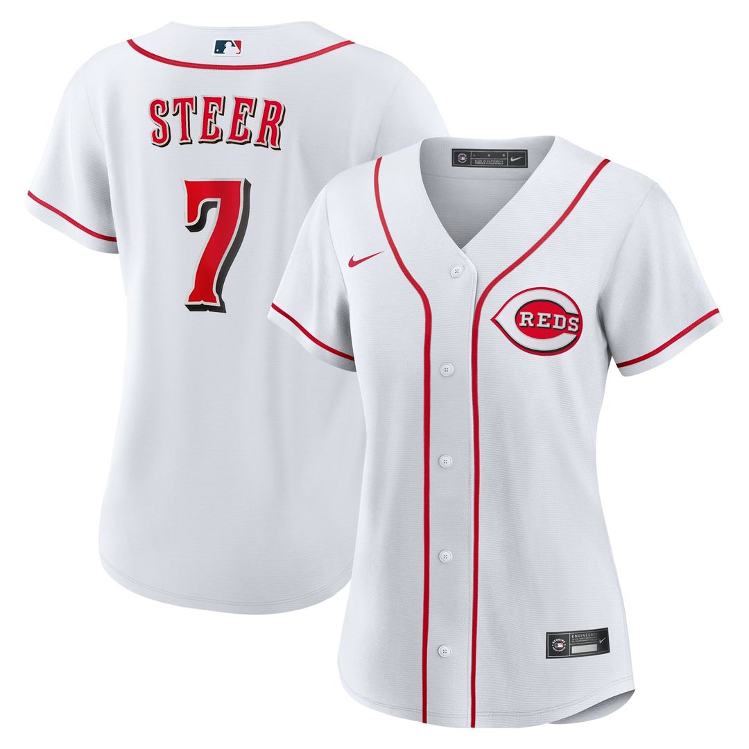 Spencer Steer Cincinnati Reds Women's Home Replica Jersey - White