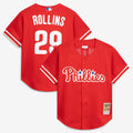 Jimmy Rollins Philadelphia Phillies Cooperstown Mesh Batting Practice Button - Up Jersey - Red