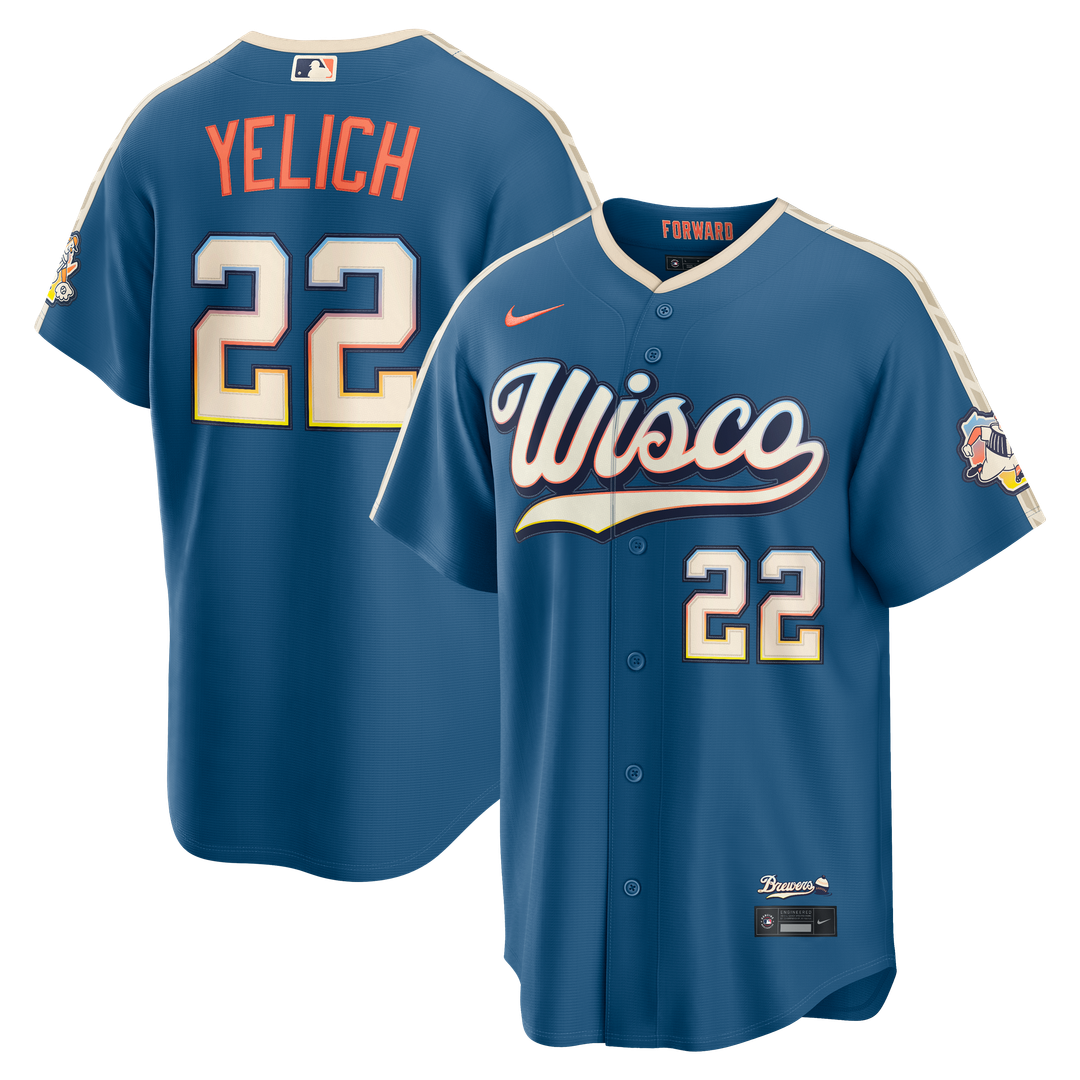 Christian Yelich Milwaukee Brewers 2026 City Connect Stadium Jersey - Mineral Blue