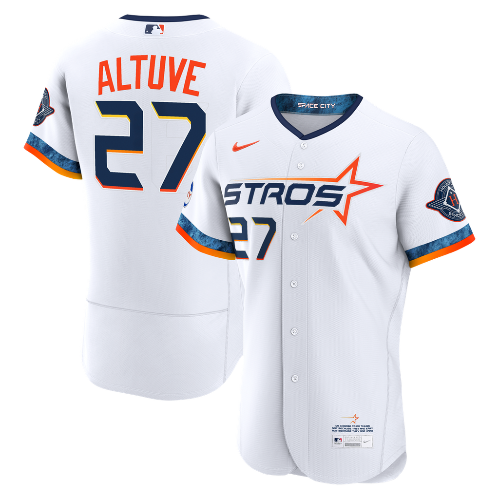 Jose Altuve Houston Astros City Connect Authentic Sponsor Patch Jersey - White