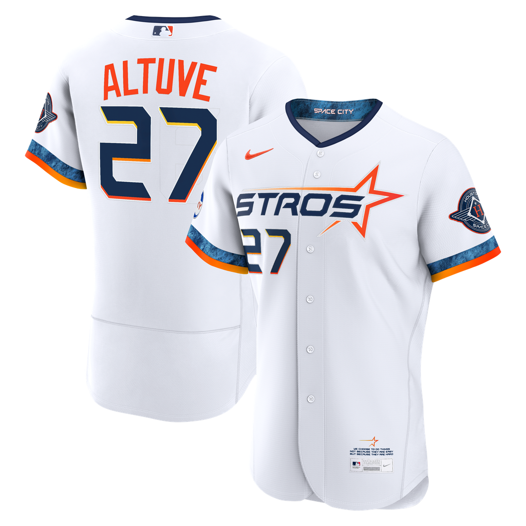 Jose Altuve Houston Astros City Connect Authentic Sponsor Patch Jersey - White
