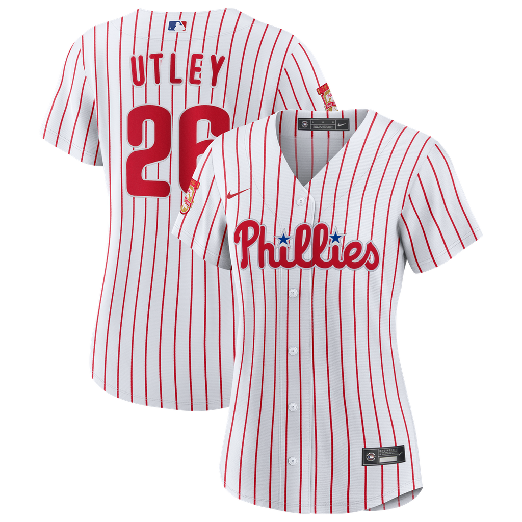 Chase Utley Philadelphia Phillies Women's Home Wall of Fame Patch Limited Edition Replica Jersey - White