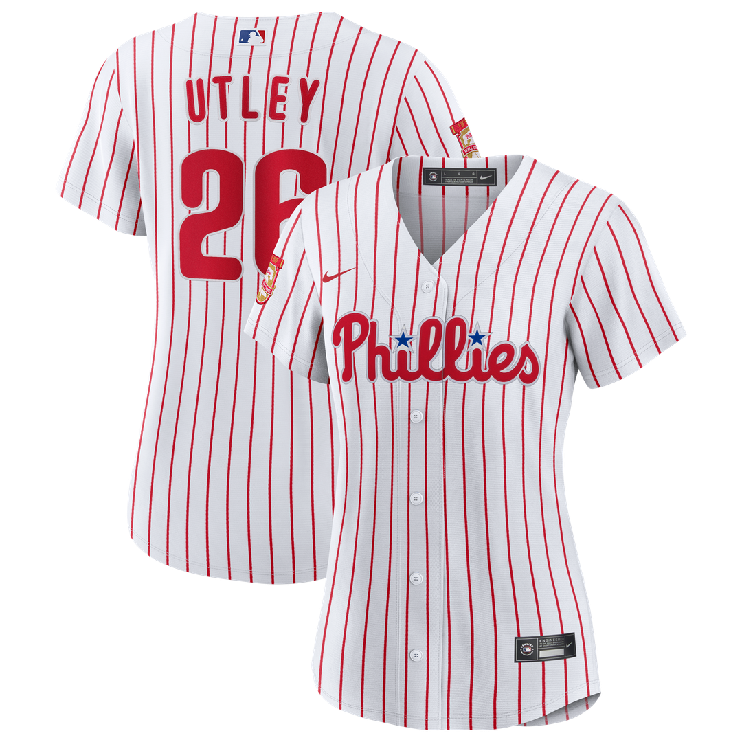 Chase Utley Philadelphia Phillies Women's Home Wall of Fame Patch Limited Edition Replica Jersey - White