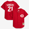 Deion Sanders Cincinnati Reds Cooperstown Mesh Batting Practice Button - Up Jersey - Red